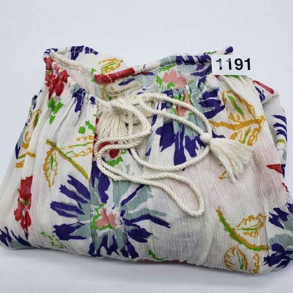 Ralph Lauren Denim & Supply Blouse Womens Large Boho Floral Tassel Peasant Top - Picture 10 of 10